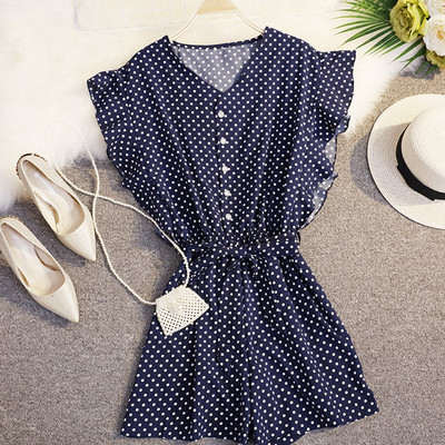 Γυναικεία ολόσωμη φόρμα  casual γπουά σε τρία χρώματα