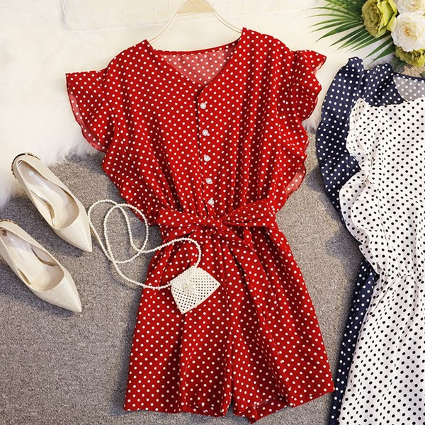 Γυναικεία ολόσωμη φόρμα  casual γπουά σε τρία χρώματα