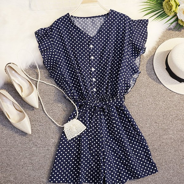 Γυναικεία ολόσωμη φόρμα  casual γπουά σε τρία χρώματα