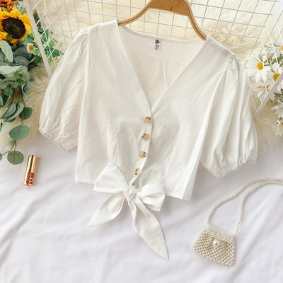 Bluza de dama cu decolteu in V si nasturi in mai multe culori