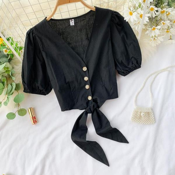 Bluza de dama cu decolteu in V si nasturi in mai multe culori