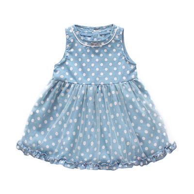 Модерна детска рокля в два цвята с О-образно деколте и копчета 