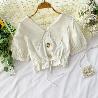 Cămașă scurtă de damă cu decolteu în V în mai multe culori