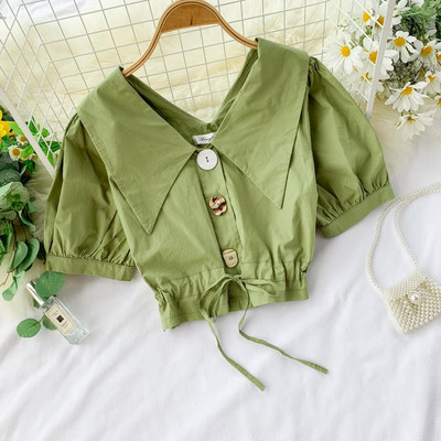 Cămașă scurtă de damă cu decolteu în V în mai multe culori