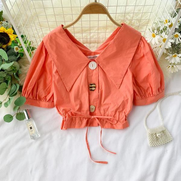 Cămașă scurtă de damă cu decolteu în V în mai multe culori