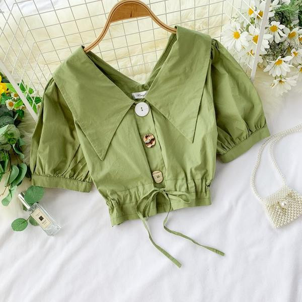 Cămașă scurtă de damă cu decolteu în V în mai multe culori