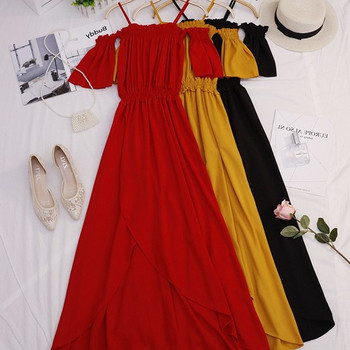 Rochie casual de dama cu bretele subtiri si maneci scurte in trei culori