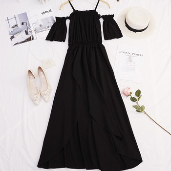 Rochie casual de dama cu bretele subtiri si maneci scurte in trei culori