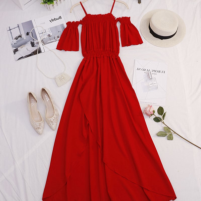 Rochie casual de dama cu bretele subtiri si maneci scurte in trei culori