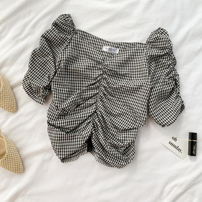 Bluza dama in carouri in trei culori