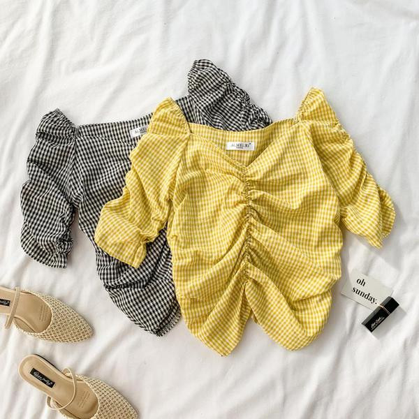 Bluza dama in carouri in trei culori