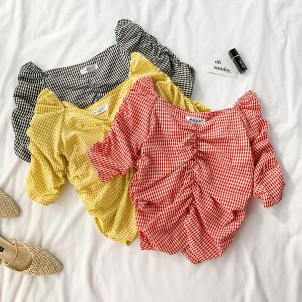 Bluza dama in carouri in trei culori