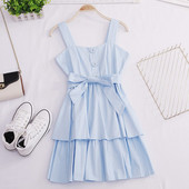 Rochie casual de dama cu bretele si cravate in mai multe culori