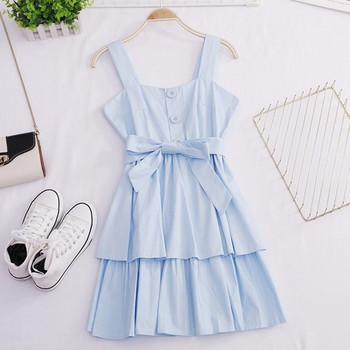 Rochie casual de dama cu bretele si cravate in mai multe culori