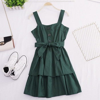 Rochie casual de dama cu bretele si cravate in mai multe culori