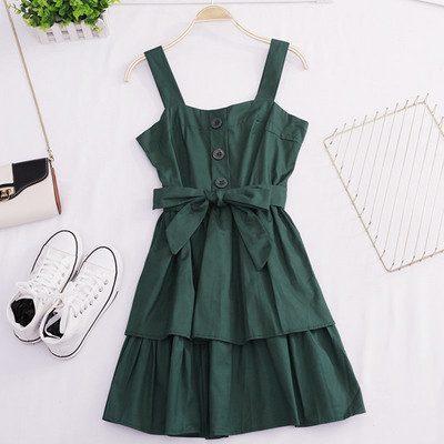 Rochie casual de dama cu bretele si cravate in mai multe culori