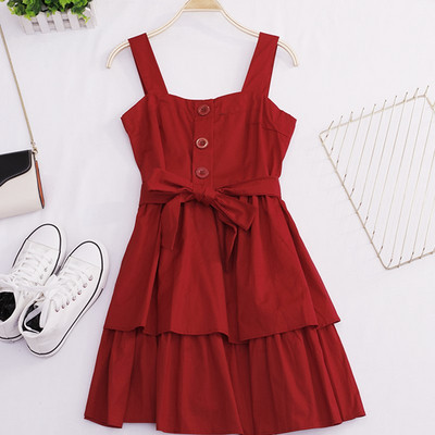 Rochie casual de dama cu bretele si cravate in mai multe culori