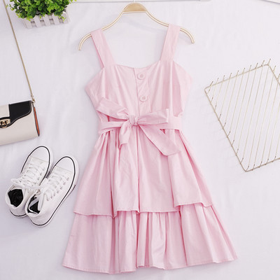 Rochie casual de dama cu bretele si cravate in mai multe culori