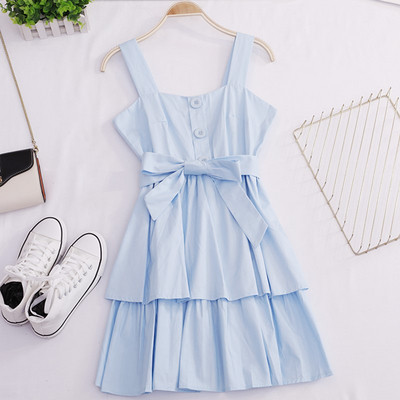 Rochie casual de dama cu bretele si cravate in mai multe culori