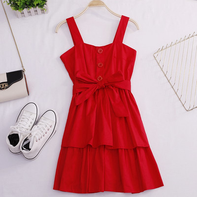 Rochie casual de dama cu bretele si cravate in mai multe culori