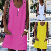 Alkalmi női ruha gombokkal és zsebbel öt színben