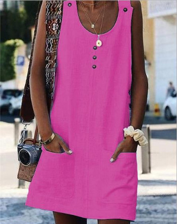 Alkalmi női ruha gombokkal és zsebbel öt színben