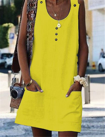 Alkalmi női ruha gombokkal és zsebbel öt színben