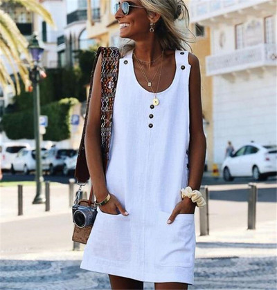 Alkalmi női ruha gombokkal és zsebbel öt színben