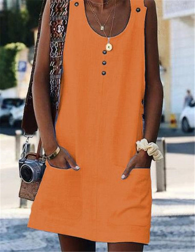 Alkalmi női ruha gombokkal és zsebbel öt színben