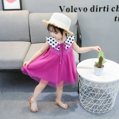 Rochie modernă pentru copii croiată în două culori cu tul