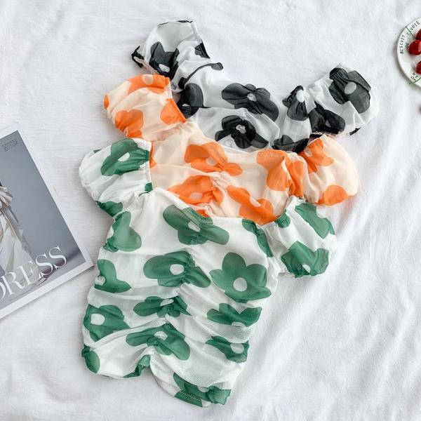 Bluză de damă modernă cu mâneci scurte în trei culori