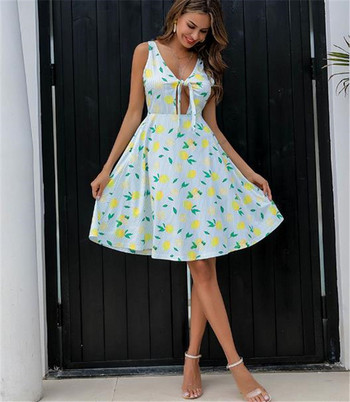 Rochie moderna de dama cu cravate si decolteu adanc