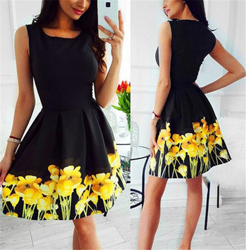 Rochie moderna de dama cu motiv floral in negru