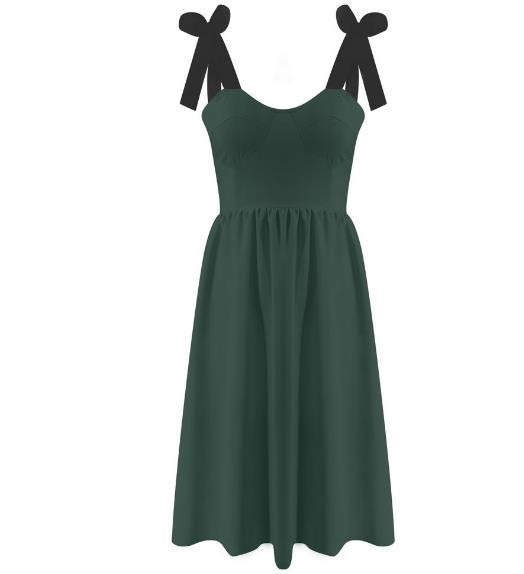 Modern női ruha rózsaszín és zöld szalaggal