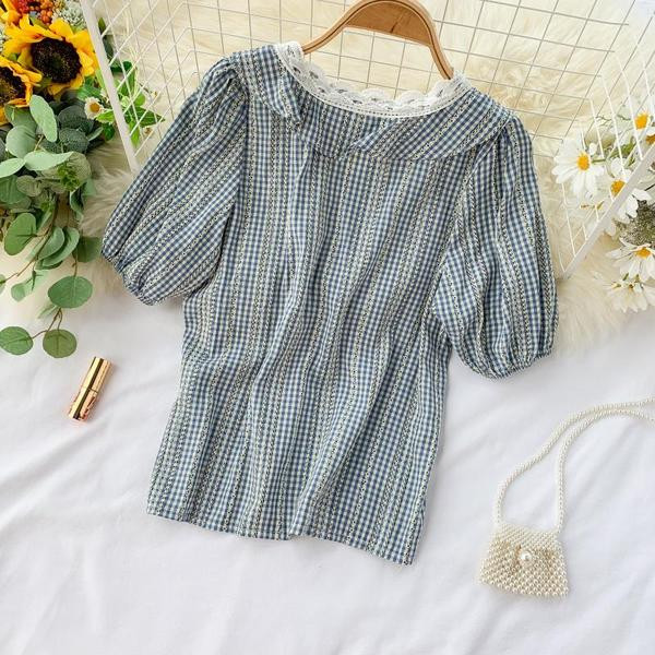 Cămașă damă în carouri cu dantelă în mai multe culori