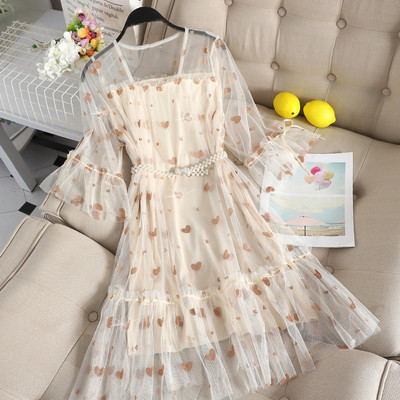 Rochie moderna de dama cu tul si maneci 3/4 in mai multe culori