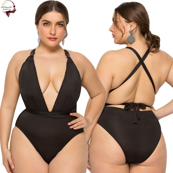 Costum de baie complet modern, cu decolteu adânc și mărimi până la 5XL
