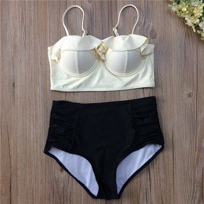 Κομψό γυναικείο μαγιό με υψηλή μέση σε διάφορα χρώματα