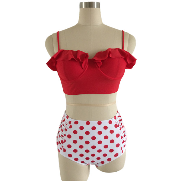 Κομψό γυναικείο μαγιό με υψηλή μέση σε διάφορα χρώματα