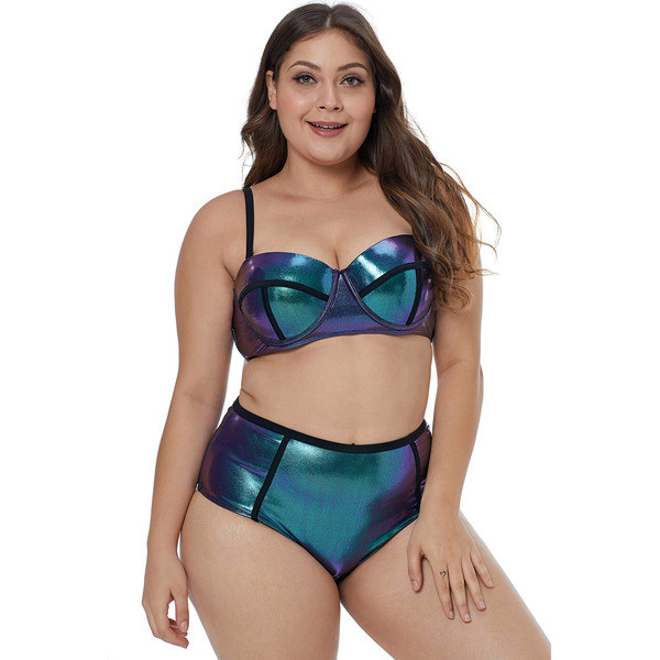 Costum de baie modern de dama din doua piese cu efect stralucitor