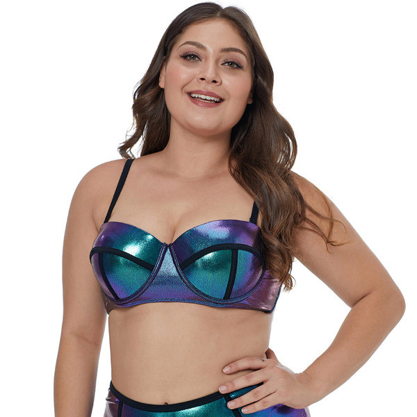 Costum de baie modern de dama din doua piese cu efect stralucitor