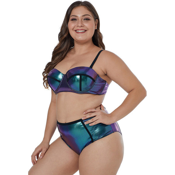 Costum de baie modern de dama din doua piese cu efect stralucitor