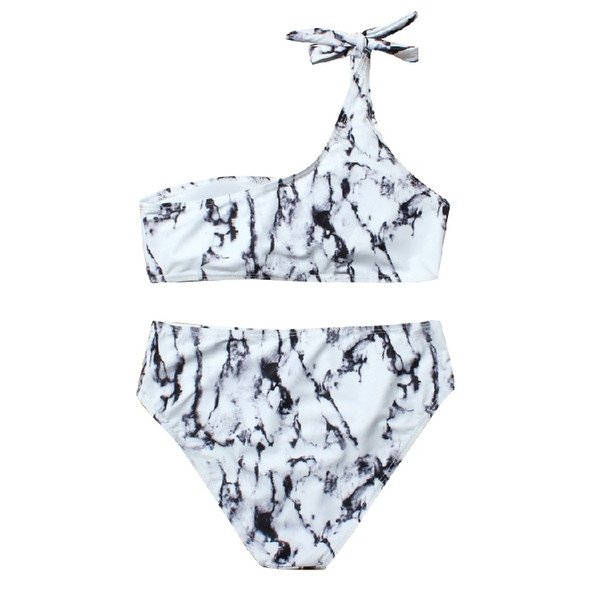 Μοντέρνο γυναικείο μαγιό μπικίνι  με λευκό μαρμάρινο αποτέλεσμα