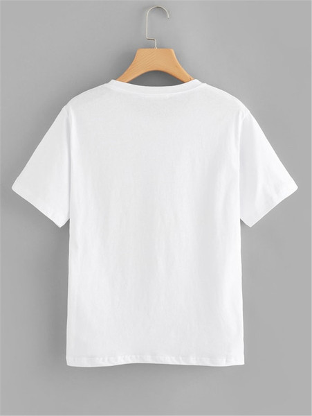 Tricou de damă cu aplicație și mâneci scurte în alb