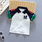 Gyermek póló gombokkal és gallérral két színben - fiúknak