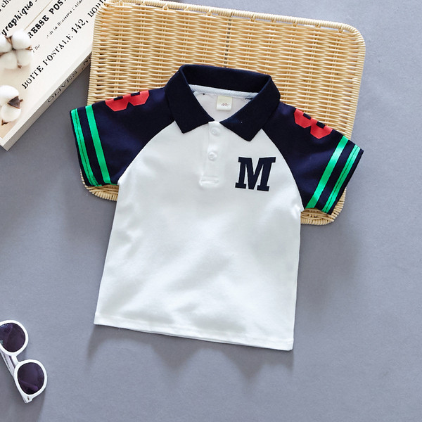 Gyermek póló gombokkal és gallérral két színben - fiúknak