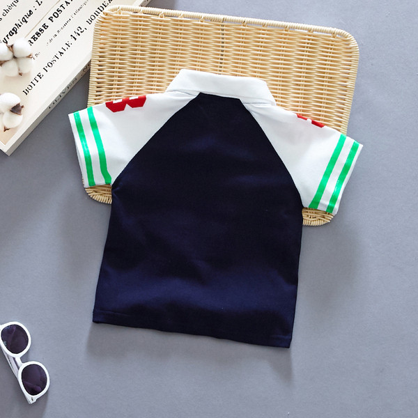 Gyermek póló gombokkal és gallérral két színben - fiúknak