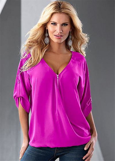 Cămașă modernă de damă cu fermoar în mai multe culori