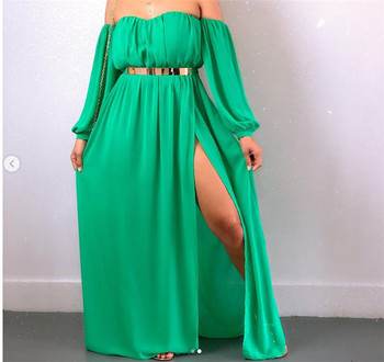 Rochie lunga de dama cu fanta si curea in mai multe culori