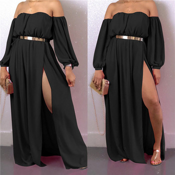 Rochie lunga de dama cu fanta si curea in mai multe culori